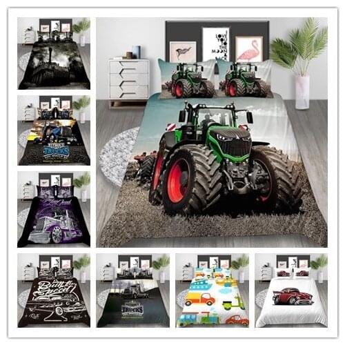 Various cars Trucks Bedding set 3D Cartoon print vehicles boys Duvet Cover Set New Products Single Double Size Adult Kids Gifts