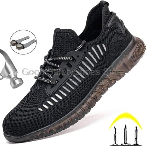 Mens Shoes Safety Shoes Male Puncture Proof Work Boots Steel Toe Work Sneakers Breathable Safety Boots Men Women Work Shoes