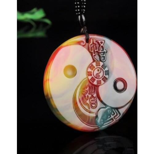 Natural colorful jade pendant Praying for safety stone necklace for men or women pendants lucky jade pendant