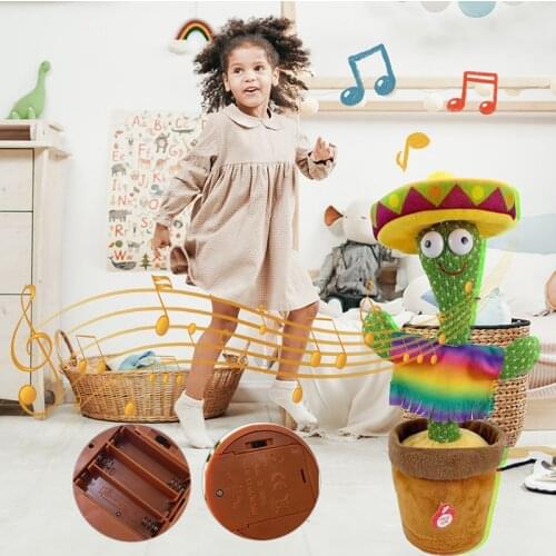 New Electronic Dancing Cactus Plush Toys for Kids Funny Twisting Singing Dancer Talking Early Education Toys Childrens Gift