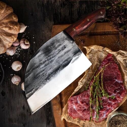 Butcher Knife High Carbon Clad Steel Chop Knife Handmade Forged Chinese Cleaver With Full Tang Handle Chef Cooking Tools