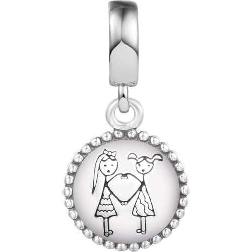 Fits For Pandora Beads Bracelets Besties Charms 100% 925 Sterling-Silver-Jewelry Free Shipping