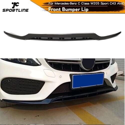 PP Glossy Black Front Bumper Lip Splitters For Mercedes-Benz C Class W205 Sport C43 AMG 2015 - 2018 Front Bumper Lip Splitters