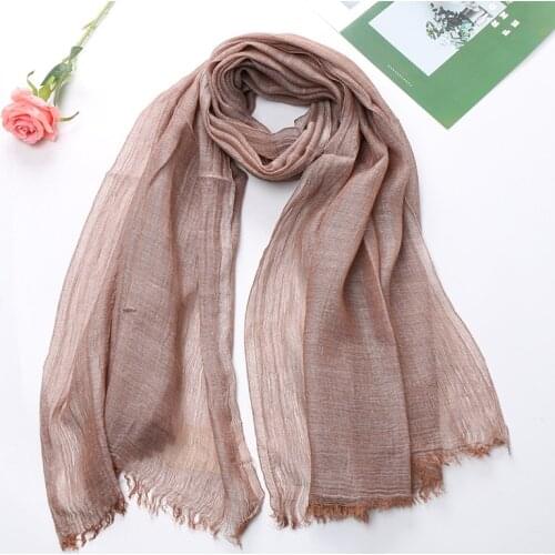 2020 Fashion Designer Muslim Hijab Scarves Linen Cotton Scarf Women Solid Color Shawls Plain Big Pashmina Wrap Head Hair Scarf