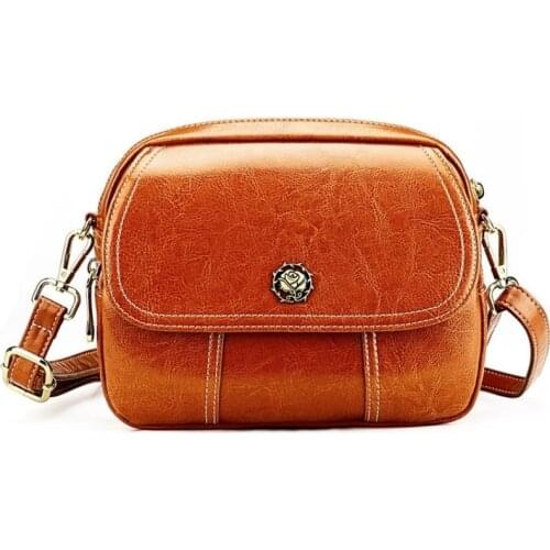 Bags For Women New Shoulder Bag Fashion Handbag Phone Purse Oil Wax Cow Leather Women Small Shell Crossbody Bag