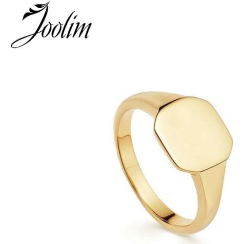 High End Gold Plated Square Stainless Steel Finger Rings For Women