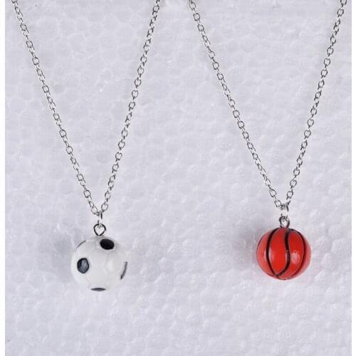 Football basketball soccer ball pendant necklace for women girl link chain sports jewelry fashion jewellery boutique bijoux