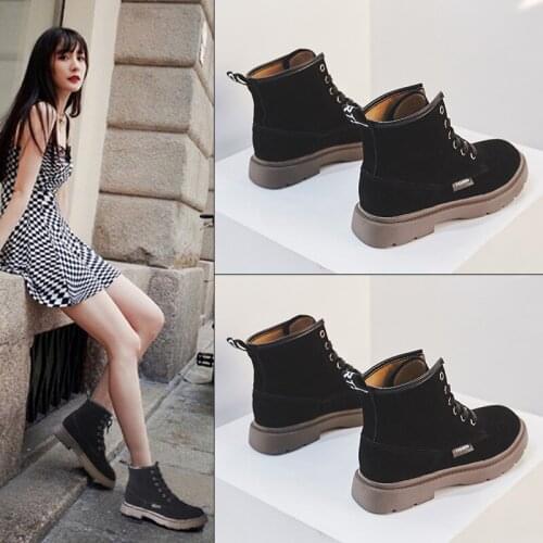 Koovan Lace-up Womens Shoes 2020 Autumn New Short Boots Students Low Heel Womens British Style Single Boots Girls Shoe