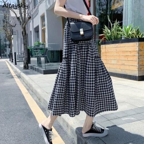 Skirts Women Patchwork Summer College Plaid Retro Harajuku Design Casual All-match Loose Vacation Female Popular Ulzzang Ins New