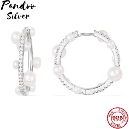 Fashion Charm Sterling Silver Original 1:1 Replica,Silver Saturne Hoop Luxury Earrings With Pearls Jewelry Gift For Female