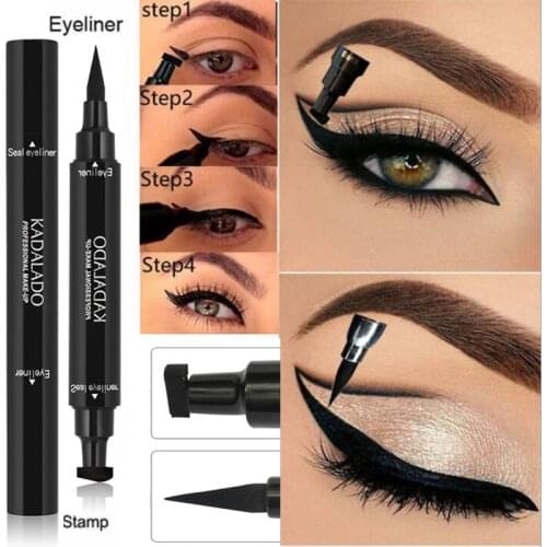 1PC Liquid 2 In1 Eyeliner Stamp Eyeliner Pencil Makeup Stamps Seal Pen Stamp Eyeliner Pencil Waterproof Quick Dry Eyeliner