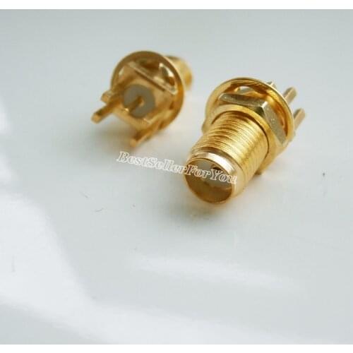 10Pcs New SMA Connector Female Nut Bulkhead Solder PCB Clip Edge Mount RF Adapter Connector