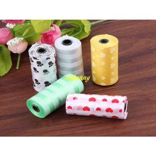 200sets/lot=3000pcs Fast shipping Print style Degradable Pet Dog Waste Poop Bag With Printing Doggy Bag