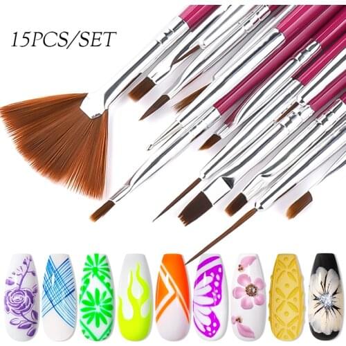 3/6/15 Pcs Nail Brush All For 3D Tips Manicure Set Gel Nail Polish Painting Ultra-thin Line Dotting Pen Gel Varnishes Tools Kit