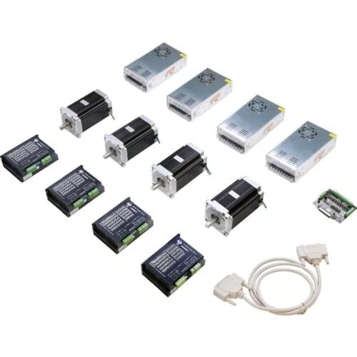 EU US Free Ship 4Axis Nema 34 Stepper Motor 1600 oz 34HS5435C-37B2 stepper motor driver DM860A controller DB25 CNC Router