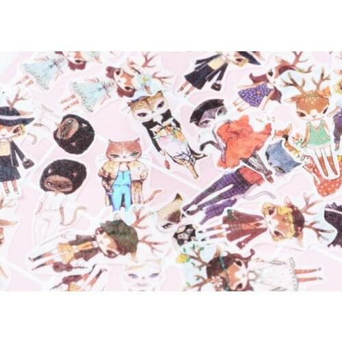 40pcs/lot Animal Fashion Show Sticker Decoration Stickers DIY Planner Scarpbooking sealing Label Sticker Children Stationery
