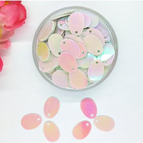 50g/lot 9*13mm White AB Oval Egg Shape Change Color Sequins Side Hole,Paillette Accessories Craft For Bags, Garment