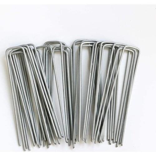 50PCS U-Type Stakes Staple Carbon Steel Securing Fixing Pins Stakes Pegs for Securing Weed Barrier Garden Landscape Outdoor Tent