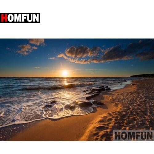 HOMFUN Full Square/Round Drill 5D DIY Diamond Painting "Sea sunset scenery"3D Diamond Embroidery Cross Stitch Home Decor A19533