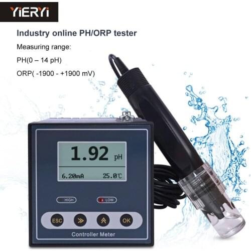 New Online Industrial PH Controller ORP Meter Monitor Digital 0.02pH 1mV Upper Lower Limit Control Alarm pH Tester