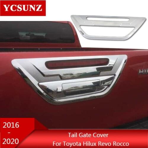 Car Accessories Chrome Black Carbon Tail Gate Trim Handle Bowl Cover For Toyota Hilux Revo Rocco 2016 2017 2018 2019 2020