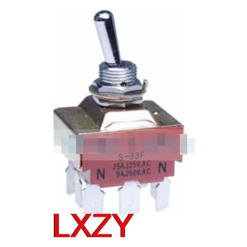 Free Shipping 2Pcs/Lot S33F S-33F 25A 125VAC 9A 250VAC Third Gear 2ON 1OFF Oscillating Switch