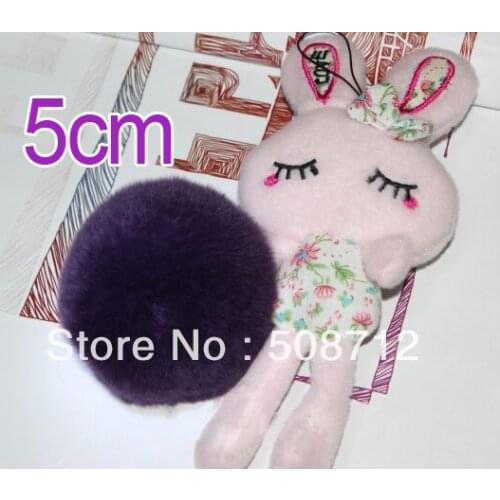 Free shipping!!!! 50pcs 5cm high-quality purple genuine rex rabbit fur ball fit Cell Phone Pendant key Chain or hair pom pom