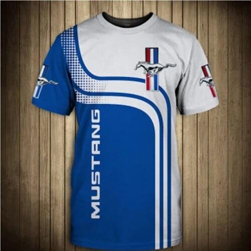 Summer men Ford Mustang T Shirts Tops Mustang T-shirt Short Sleeve Basic Solid Blouse Tee Shirt Tops