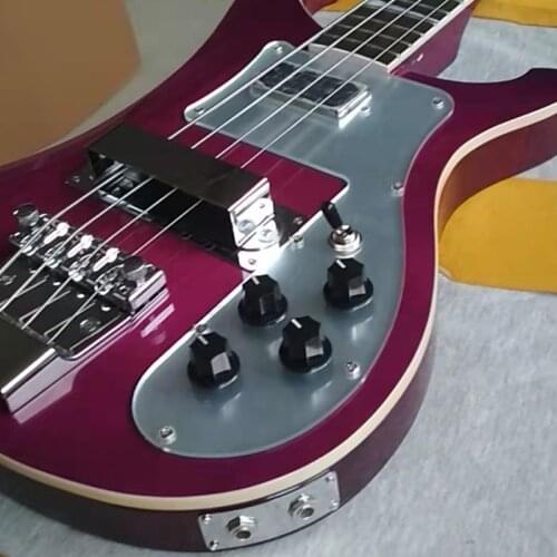 China OEM factory 100% customized purple color ricken 4003 electric bass with double output