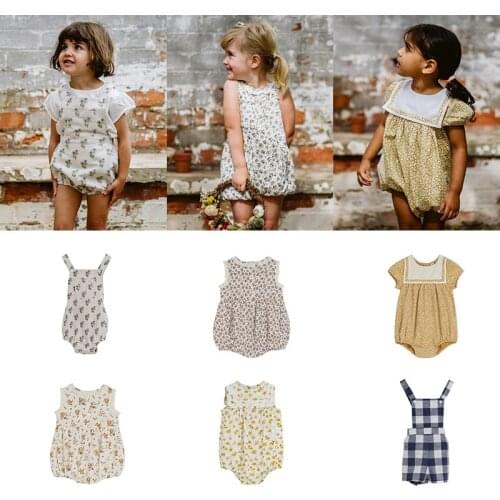 Baby Girl Rompers 2021 New Spring Summer LC Brand Mini Kids Jumpsuit Retro Floral Infant Toddler Bodysuit Sisters Matching Suit