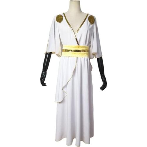 Medieval White Greek Goddess Cosplay Costumes Cleopatra Egypt Roman Retro Sexy Long Dresses Women Halloween Party Fancy Clothing