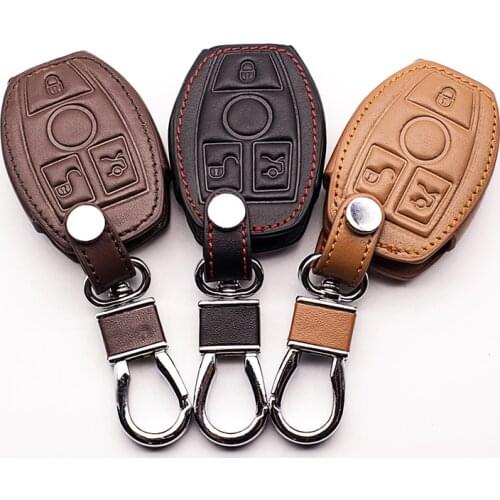 Leather Car Keychain Key Fob Case Cover wallet for Mercedes-Benz W203 W210 W211 AMG W204 C E S CLS CLK CLA SLK Benz Key Holder