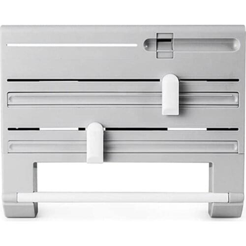 6-In-1Kitchen Storage Rack,Multifunctional Tin Foil Cling Film Cutter,Wall-Mount Bottle Storage,Rack Paper Towel Holder