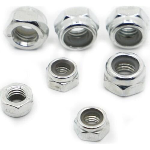 M2 M2.5 M3 M4 M5 M6 M8 M10 M12 M16 DIN985 Zinc-plated Carbon Steel Self-locking Nut Nylon Lock Nut Locknut Slip Nylon Hex Nut