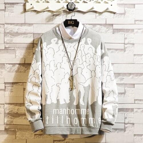 Fashion Brand Black White Print Hoodies 2021 Spring Autumn Hip Hop Loose Casual Mens Sweatshirts Punk Streetwear Clothes