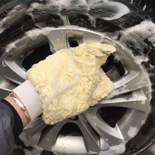 Soft Absorbancy Glove Wool Mitt Car Wash Glove Mitten Washing Cleaning Brush Tools Auto Detailing Brushes Sponge Plush