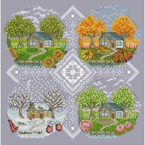 Grandmas Four Seasons Garden counted 11CT 14CT Cross Stitch Set DIY Chinese Cross-stitch Kits Embroidery Needlework Home Deco