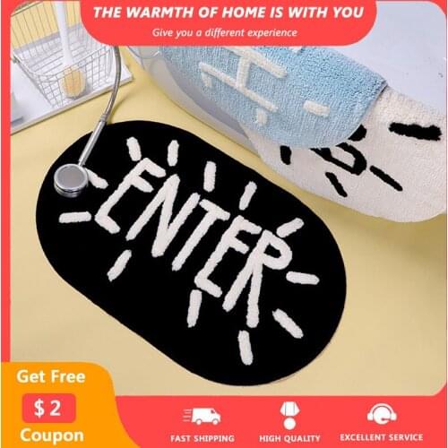 Non-slip Bath Mats Modern Brief Bathroom Bedroom Floor Entrance Doormats Letter Printed Black Area Rugs Drop Shipping Soft tapis
