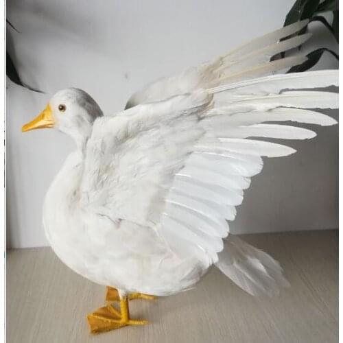 New simulation wings duck model foam&feather real life white duck bird toy gift about 35x50cm xf2790