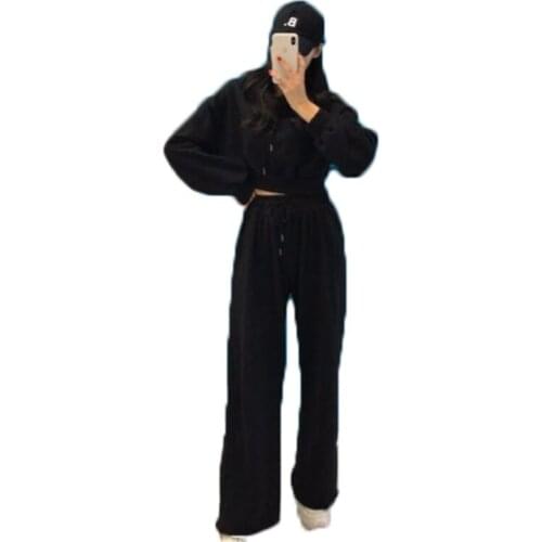 New Womens Suits Spring Autumn Ladies Two ssets Loose Hoodieas And Long Pants Pullover Suits Wide leg pants Female Two SetsFC84