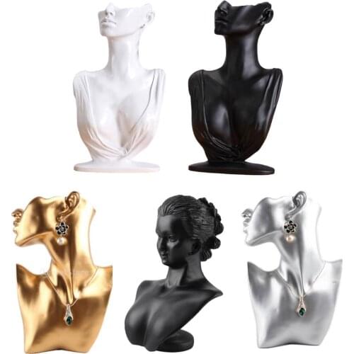 Necklace Organizer Mannequin for Women Trade Shows Organization Earring Display Bust Pendants Holder Black White Display Stand