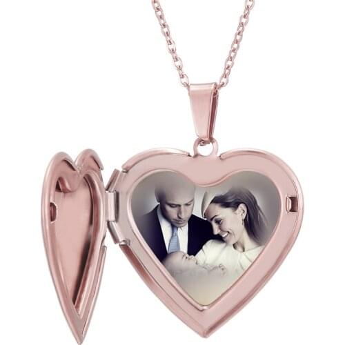 Photo Locket Necklace Custom Name Personalized Photo Heart Shaped Family Pendant Necklace For Women Men Chirdren Christmas Gift