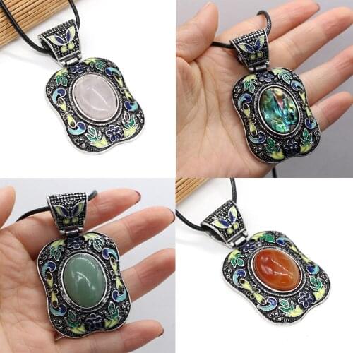 New Design Pendant Necklaces Chokers Bohemian Jewelry Crystal Lapis lazuli Turquoises Necklace Pendant for Women Gift