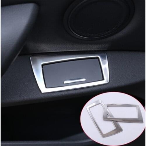Stainless Steel Car Door Ashtray Sequins Trim Decoration Sticker Accessories 304 2pcs For BMW X1 F48 2016 2017