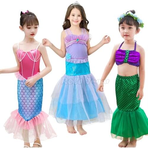 Girls Mermaid Dress Princess Birthday Party Tutu Dresses For Girls Kids Starfish Halloween Cosplay Mermaid Costume 3-12Y