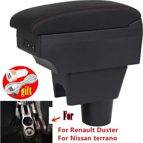 For Renault Dacia Duster Armrest Car For Nissan Terrano Armrest box Center Storage box car accessories Interior with USB LED