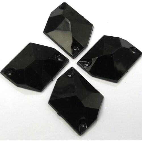 SEw on Black Stones and Crystals 21x26mm Rhinestones Strass Crystal for Sewing Accessories Sew-on Evening Wedding Dress Crafts