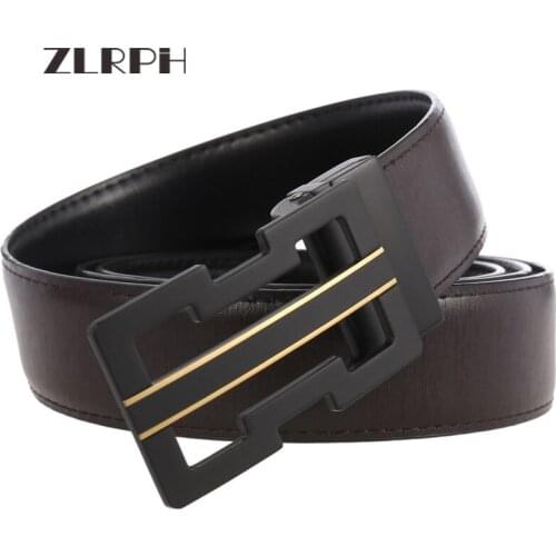 ZLRPH Mens smooth buckle belt leisure belt two layers cowhand leather belt belt perforation GZYY-LY35-07148-2
