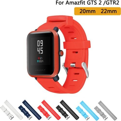 20mm/22mm Silicone band For Amazfit GTS/2/2e/GTS2 Mini/GTR 42mm/47mm/GTR2/2e/stratos 2/3 Sport Watch Bracelet for Amazfit bip u