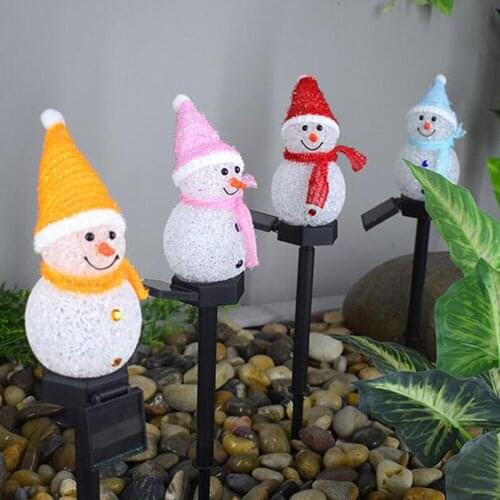 LED Solar Snowman Garden Stake Lamp Christmas Ground Landscape Light Decor